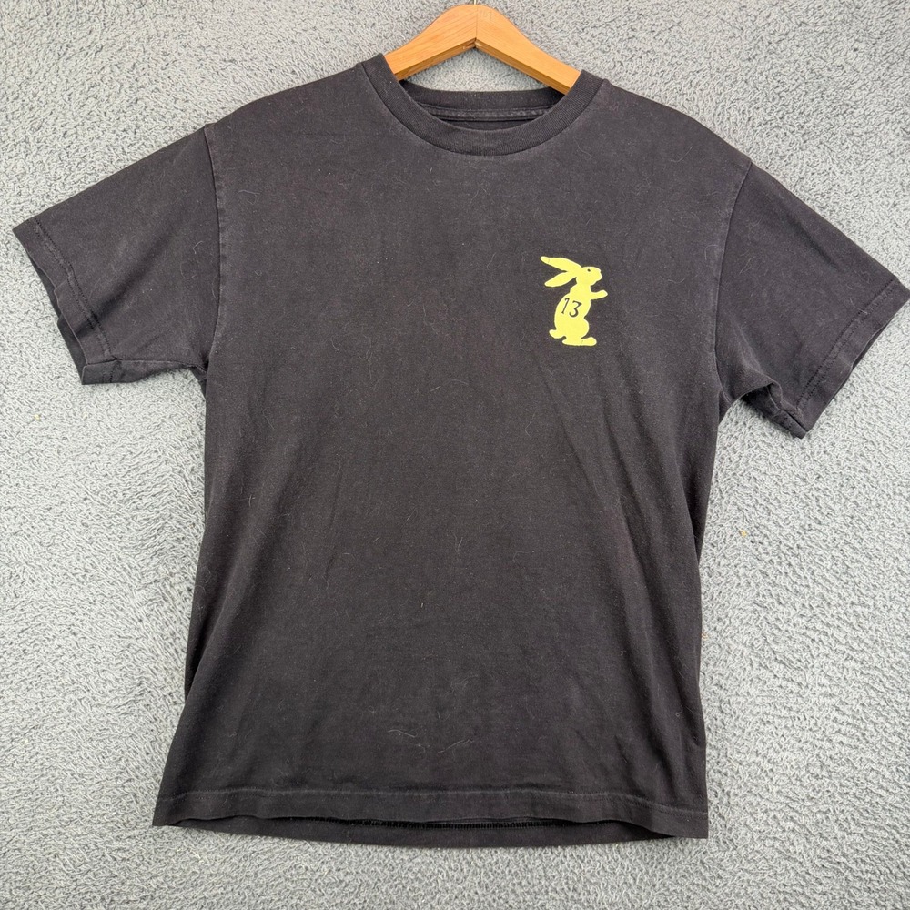 Empyre Mens Lucky‎ Day Graphic T-Shirt Black Yellow Rabbit Size M 100% Cotton